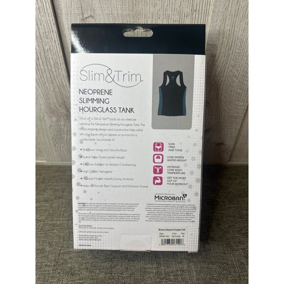 Slim & Trim Neoprene Slimming Hourglass Black Tank Medium Back Support Exercise - Picture 3 of 3